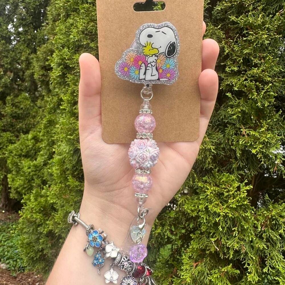 Snoopy Beaded Badge Reel